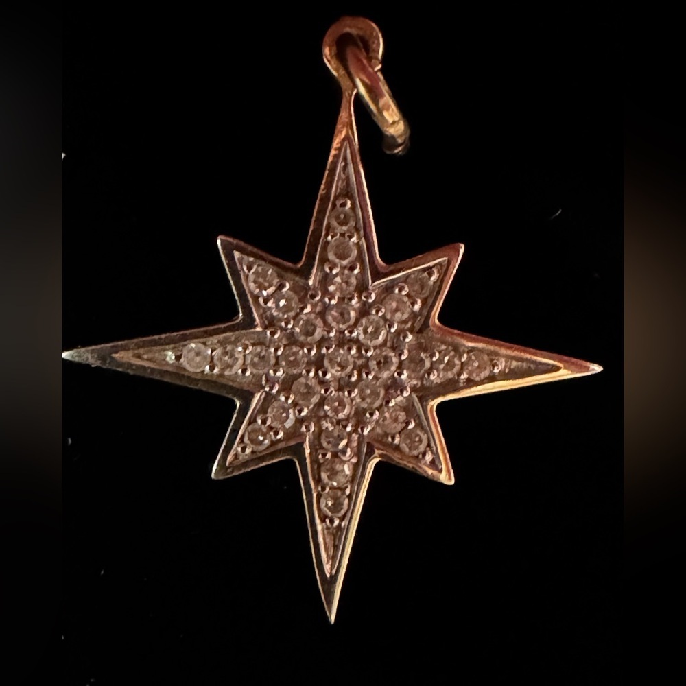 10k yellow gold diamond pave star pendant - Picture 4 of 5